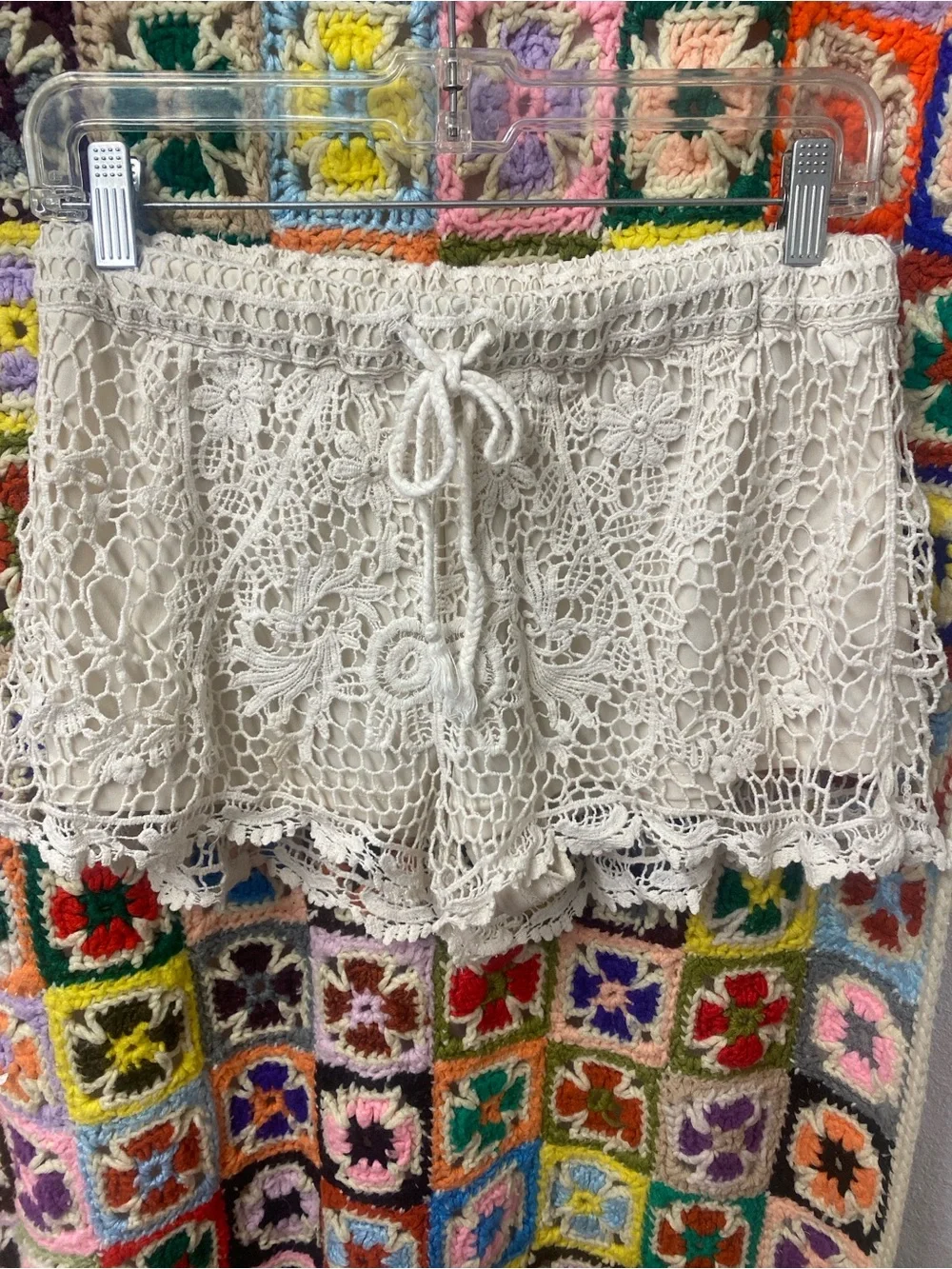 iris Cream Crochet Lace Drawstring Women’s Shorts